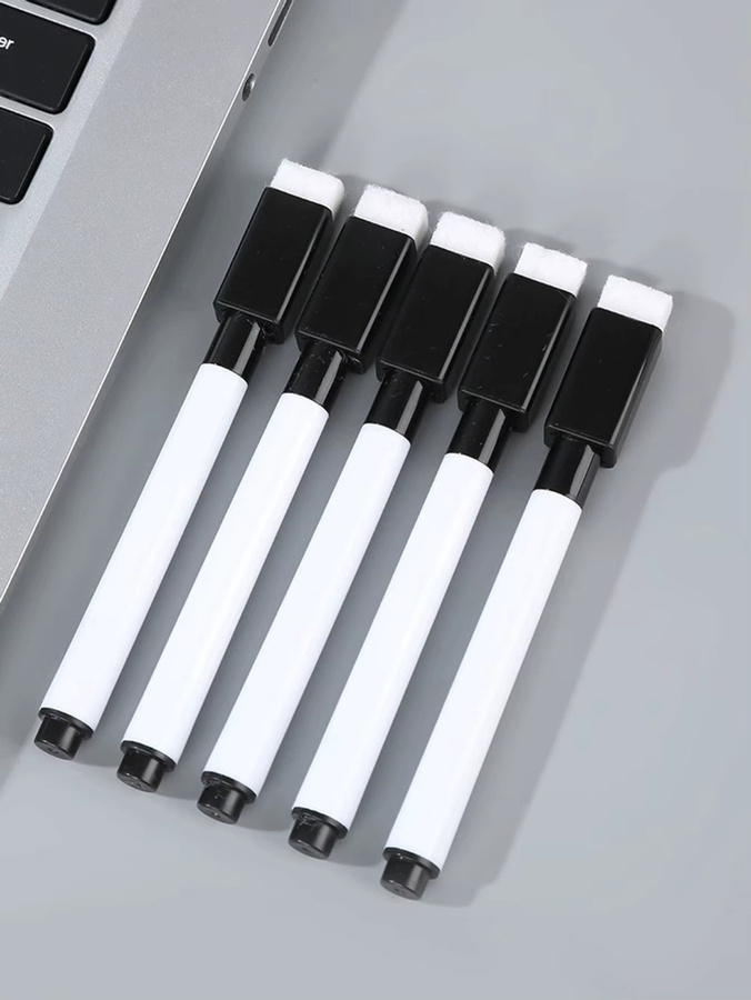 10er Set Magnetische Whiteboard Marker mit integriertem Radiergummi in Schwarz und Weiß für Schule und Büro - Bild 5