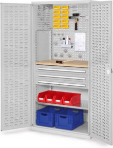 Kappes Schubladenschrank RasterPlan Mod. 25 in Grau mit Türen und Schlitzplatten innen, abschließbar - Bild 1