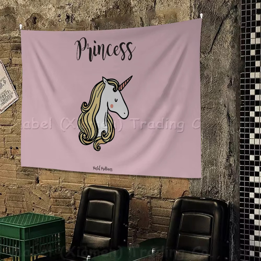 Cartoon Einhorn Wandbanner Pink als DIY Deko für Wohnzimmer und Wohnheim - Bild 2