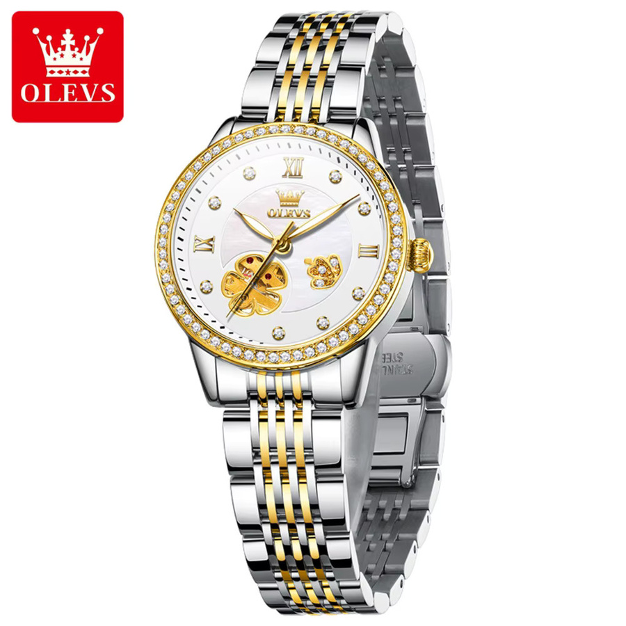 OLEVS Armbanduhr Automatik, Edelstahl, Bicolor, Diamant, Damen - Bild 2