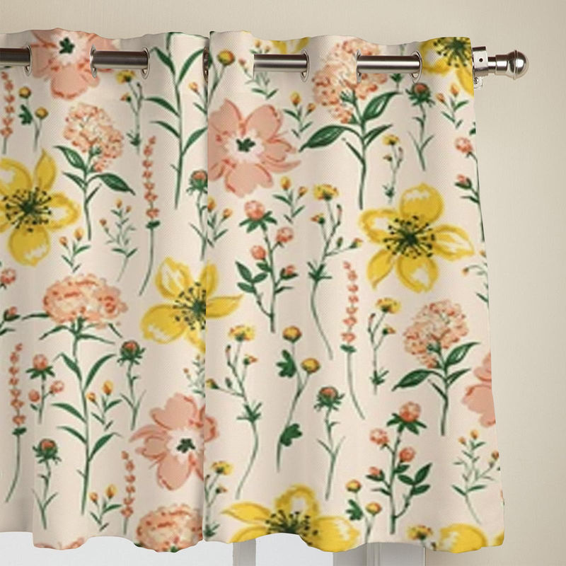 Super Six Wildblumen Fenstervorhänge mit floralem Design in Grau, Breite: 135 cm, Höhe: 60 cm - Bild 2