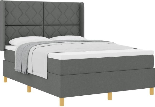 vidaXL Boxspringbett mit Matratze und Taschenfederkern in Grau, B/T/H: 160 x 200 x 128 cm - Bild 1