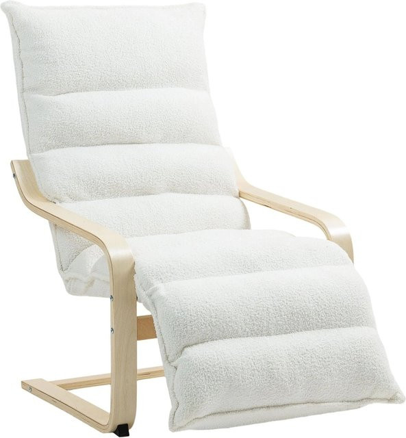 HOMCOM Relaxsessel Loungesessel mit Armlehnen und Sherpa-Fleece in Weiß, B/T/H: 67 x 114 x 105 cm - Bild 1