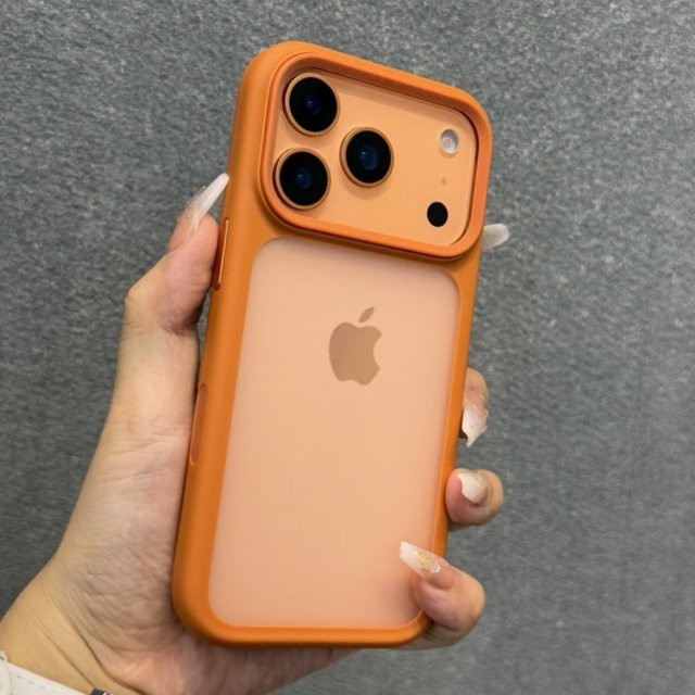 Lolozzx Schutzhülle für iPhone 17 Pro, 17 Air und 17 Pro Max aus mattiertem PC und Silikon, transparent/orange, stoßfest mit AI Touch-Kamerataste - Bild 1