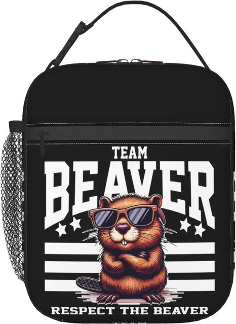 Isolierte Lunchtasche Fancy Style Studio Respektiere den Biber in Schwarz für Damen und Kinder - Bild 1