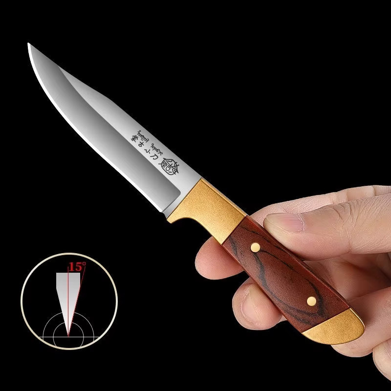 PTIEB Mehrzweck-Taschenmesser als Paring Knife in Rot und Braun mit Holzoptik für Outdoor, Camping und Grillen - Bild 2
