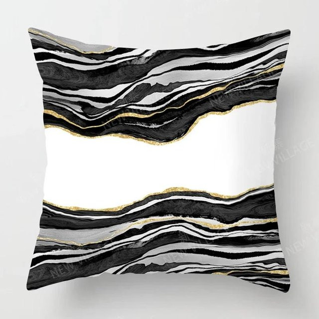Dekokissenbezug Shunika Chen mit abstraktem Design in Schwarz und Multicolor, Peach Skin Material, B/H: 18 x 18 cm - Bild 1