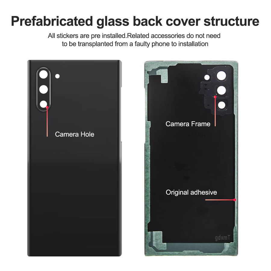 Samsung Note 10 Ersatzgehäuse Rückseite mit Glaspanel in Schwarz für die Gerätereparatur - Bild 4