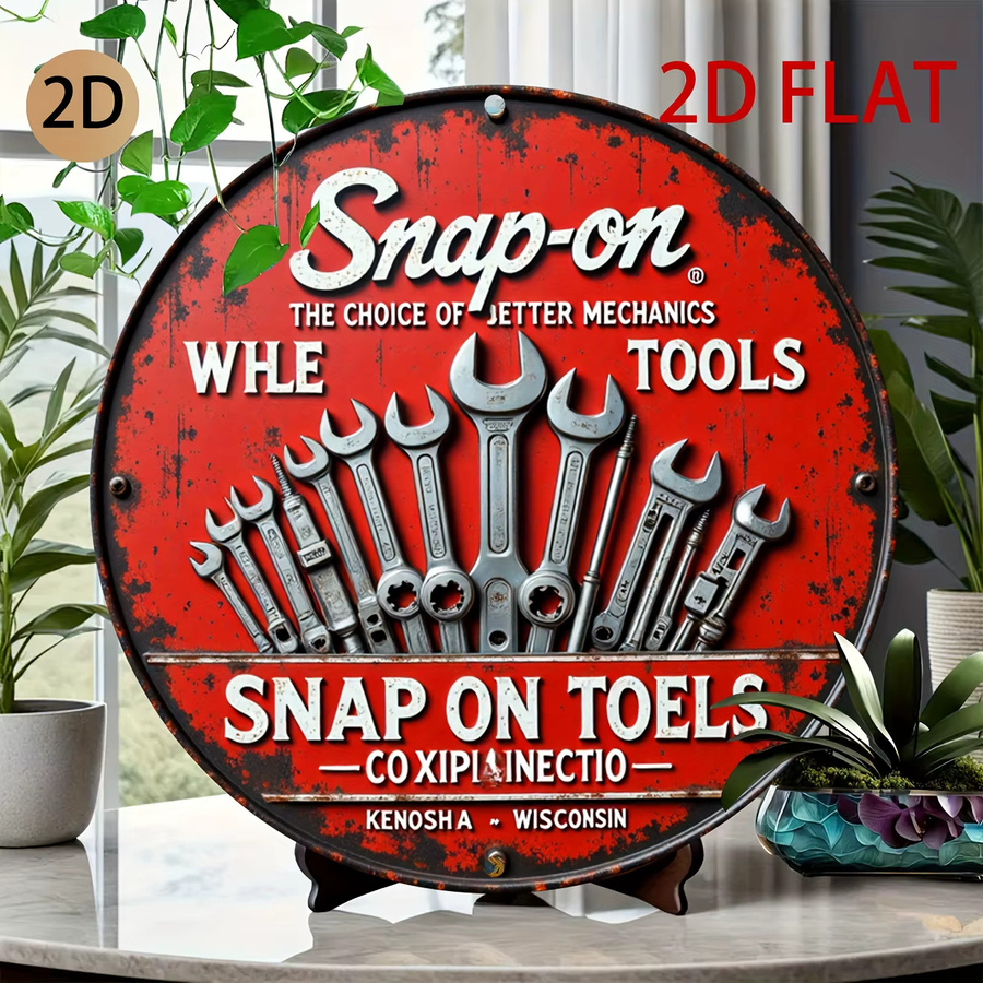 Snap-On Tools Retro-Blechschild Rustikale Vintage-Wandkunst aus Metall in Rot und Weiß für deine Garage - Bild 5