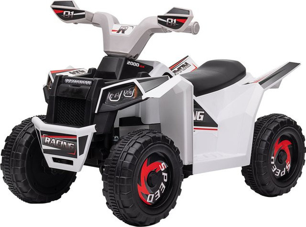 HOMCOM Mini Elektro-Kinderquad 6V mit Vorwärts- und Rückwärtsfunktion in Weiß für Kinder von 1,5 bis 3 Jahren
