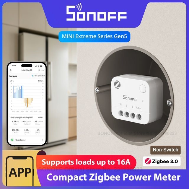 SONOFF MINI-ZB1GP MINI PM Zigbee Energiemesser 16A in Weiß zur Energieverbrauchsmessung und Kostenberechnung - Bild 1