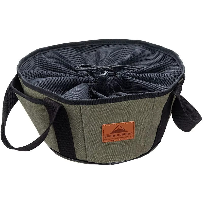 CAMPINGMOON DO-28-BK Outdoor Camping BBQ Kochgeschirr-Organizer Tragetasche aus robustem Canvas zur Aufbewahrung von Dutch Pots in Schwarz - Bild 4