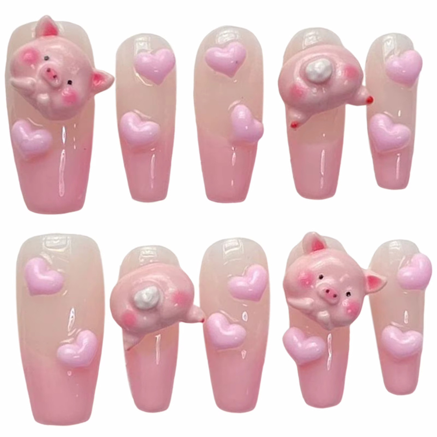 YADORNOS Kunstnägel, rosa Farbverlauf, glänzend, Damen - Bild 4