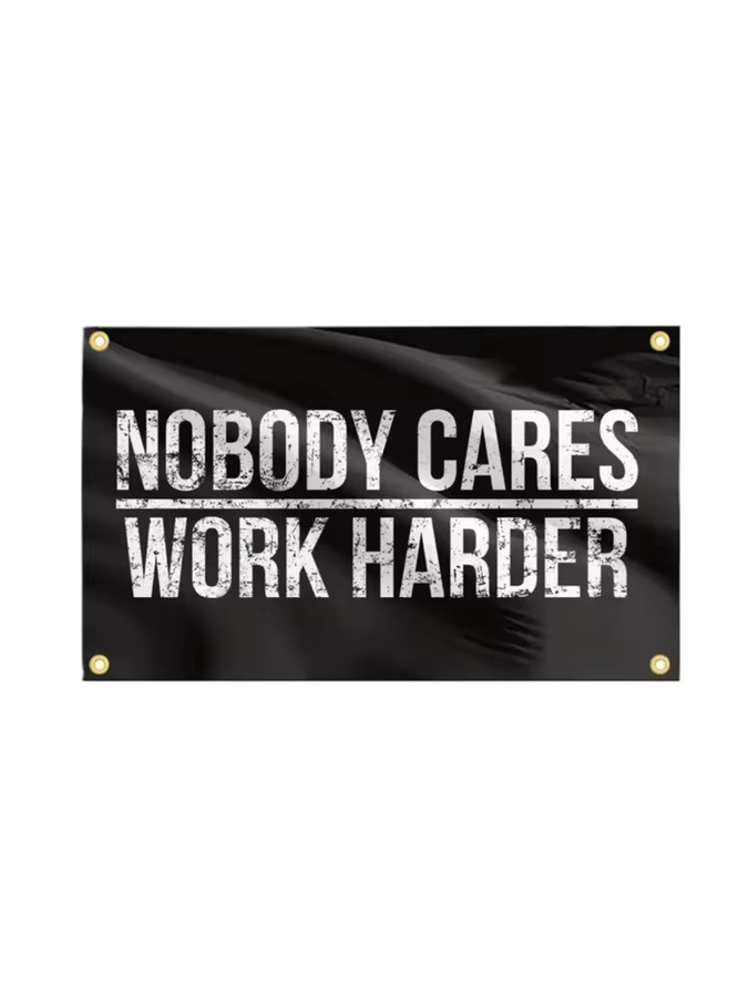 Lustiger Wandteppich Nobody Cares Work Harder Banner in Schwarz mit 4 Ösen, B/H: 90 x 60 cm - Bild 2