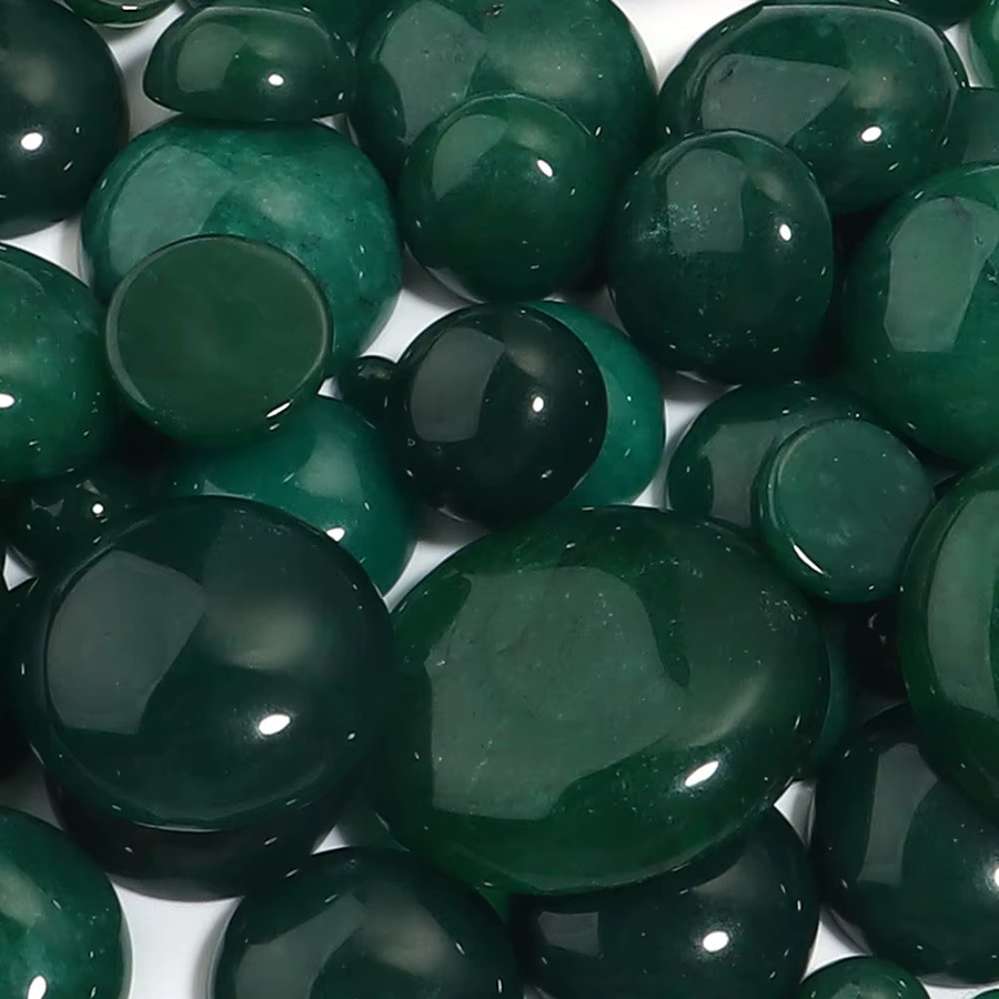 Naturstein grüner Jade-Cabochon, rund, Flatback, DIY-Schmuckherstellung - Bild 4