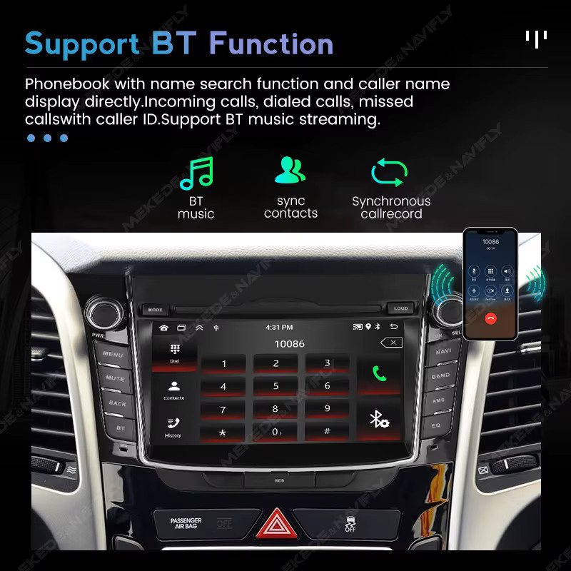 TomoStrong Multimedia Video Player mit CarPlay und Android Auto für Hyundai i30 GD Elantra GT 2011-2017, GPS und Bluetooth, Schwarz - Bild 3