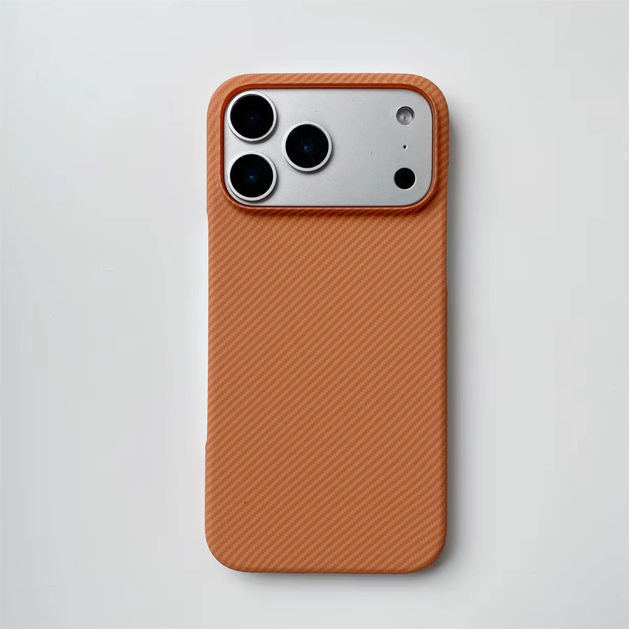 szHAIyu Handyhülle mit Kohlefaser-Kevlar-Textur aus Hartplastik für iPhone 17 Air 16 15 14 Plus 13 12 11 Pro Max in Multicolor und Orange - Bild 2