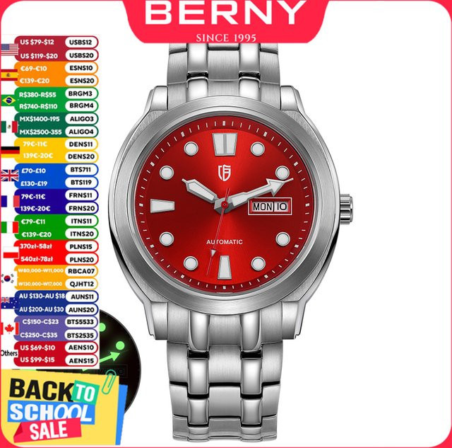 BERNY Armbanduhr Automatik, Edelstahl, Saphirglas, Herren - Bild 1