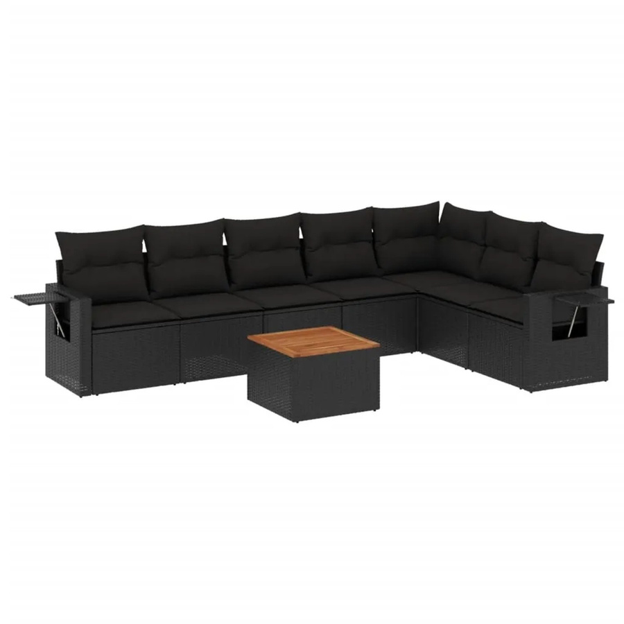 vidaXL 8-teilige Garten-Sofagarnitur aus Poly-Rattan mit Kissen in Schwarz - Bild 2