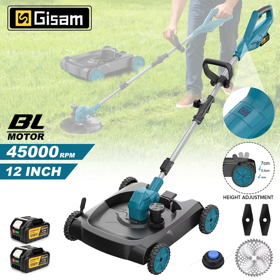 Gisam 3-in-1 Bürstenloser Elektrischer Rasenmäher und Kabelloser Rasentrimmer, 12 Zoll, Faltbares Gartenpflegewerkzeug für Makita 18V Akku - Bild 6