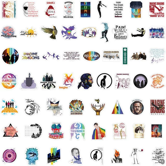 60 Stück GOGOTU Imagine Dragons Graffiti Aufkleber wasserfest für Handy und Gepäck in Multicolour - Bild 1