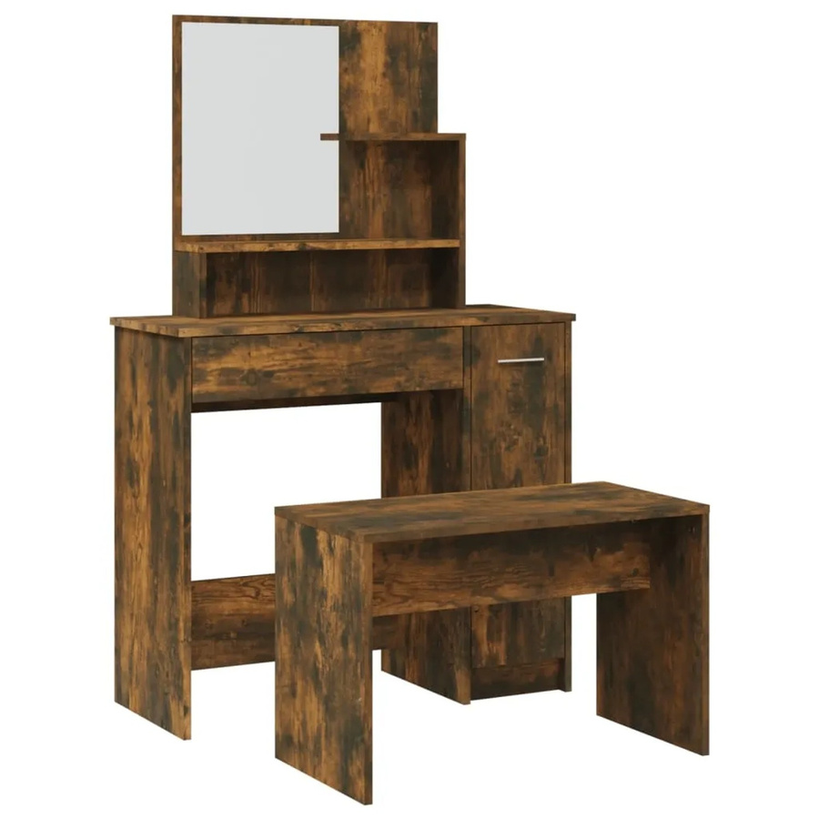 vidaXL Schminktisch-Set in Räuchereiche mit modernem Design, B/T/H: 86,5 x 35 x 136 cm - Bild 2