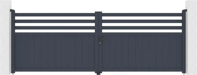 Casanoov Elektrisches Flügeltor Nevis aus Aluminium in Grau inklusive Drehtorantrieb Ranger B150, B/H: 392 x 140 cm - Bild 1