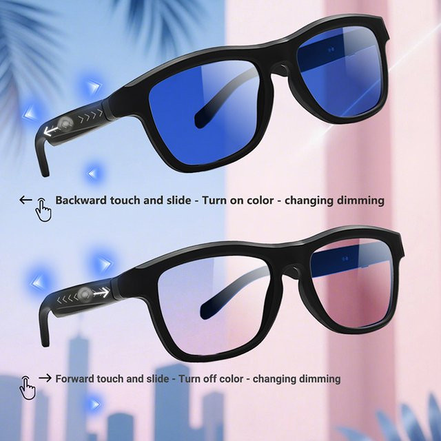 SEVENT PEOPLE Intelligente Elektrochrome Sonnenbrille mit Bluetooth, KI-Übersetzungsfunktion, Anrufoption und Musikplayer in Schwarz - Bild 1