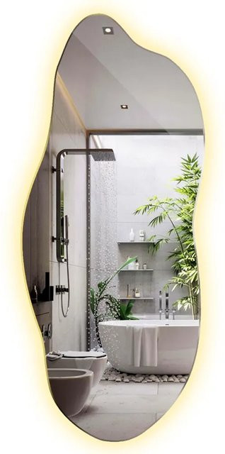 Tulup LED Spiegel Organisch Asymmetrisch mit Warmweißem Licht 3000K, Breite: 35 cm, Höhe: 80 cm - Bild 1