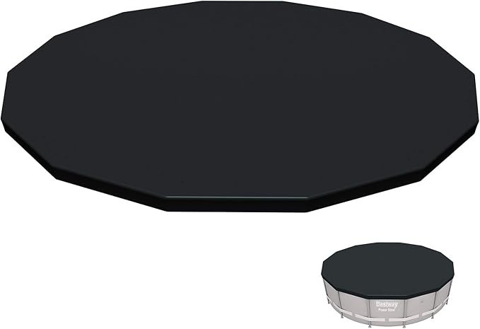 Bestway Flowclear PVC-Abdeckplane für runde Pools, Schwarz, Durchmesser: 427 cm - Bild 1