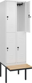 C+P Doppelstock-Spind Classic PLUS Sitzbank mit 2 Abteilen, Buche-Hartholz und Sicherheits-Drehriegel, B/T/H: 212 x 60 x 81,5 cm - Bild 1