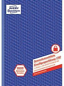 Avery Zweckform Formularbuch Datenschutzrechtliche Einwilligungserklärung DSGVO 1782, A4, selbstdurchschreibend mit Durchschlägen und Lochung, 2 x 40 Blatt - Bild 1
