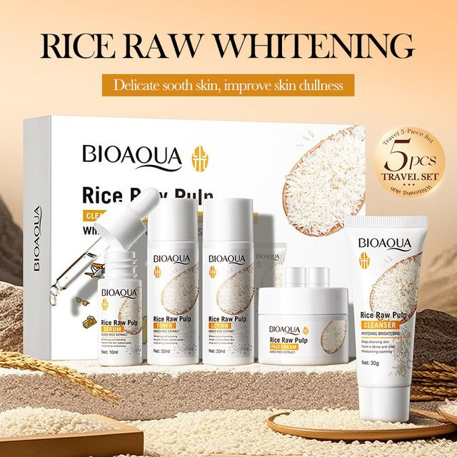 BIOAOUA Reis-Rohextrakt Gesichtspflege-Set, 5-teilig, Unisex - Bild 1