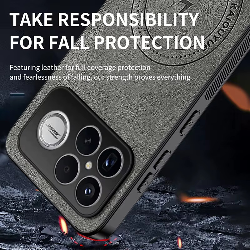 Luxus Leder Schutzhülle mit Magnetischer Magsafe Funktion für Xiaomi Mi Poco F8 Ultra und Mi POCO F8 Pro in Grau - Bild 3