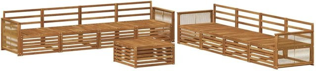 vidaXL Outdoor-Sofagarnitur aus Massivholz Akazie in Braun, 9-teiliges Set mit Tisch und Sitzmöbeln - Bild 1