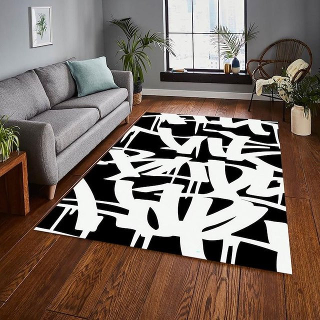 Karpetti Graffiti Street Art Teppich in Dunkles Mehrfarbiges Design, Modernes Raumdekor aus Polyester, Breite: 60 cm, Länge: 90 cm - Bild 1