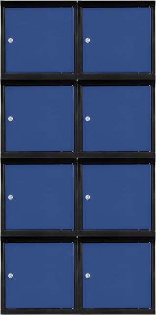 PROREGAL Blocky Schließfachwürfel Set mit 8 Einheiten und Zylinderschloss, Anthrazitgrau-Enzianblau, B/T/H: 40 x 40 x 40 cm - Bild 1