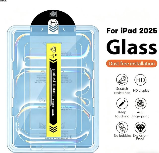 HD Displayschutzfolie aus gehärtetem Glas für Apple iPad Air, Pro, Mini und iPad Generationen, transparent - Bild 1