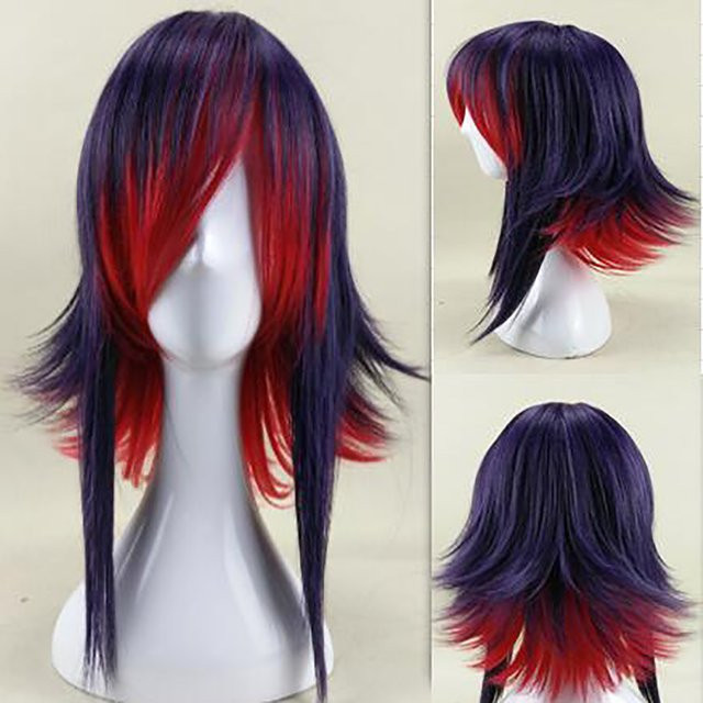HAIRJOY Synthetische Perücke, kurz, gerade, lila, rot, Unisex - Bild 1