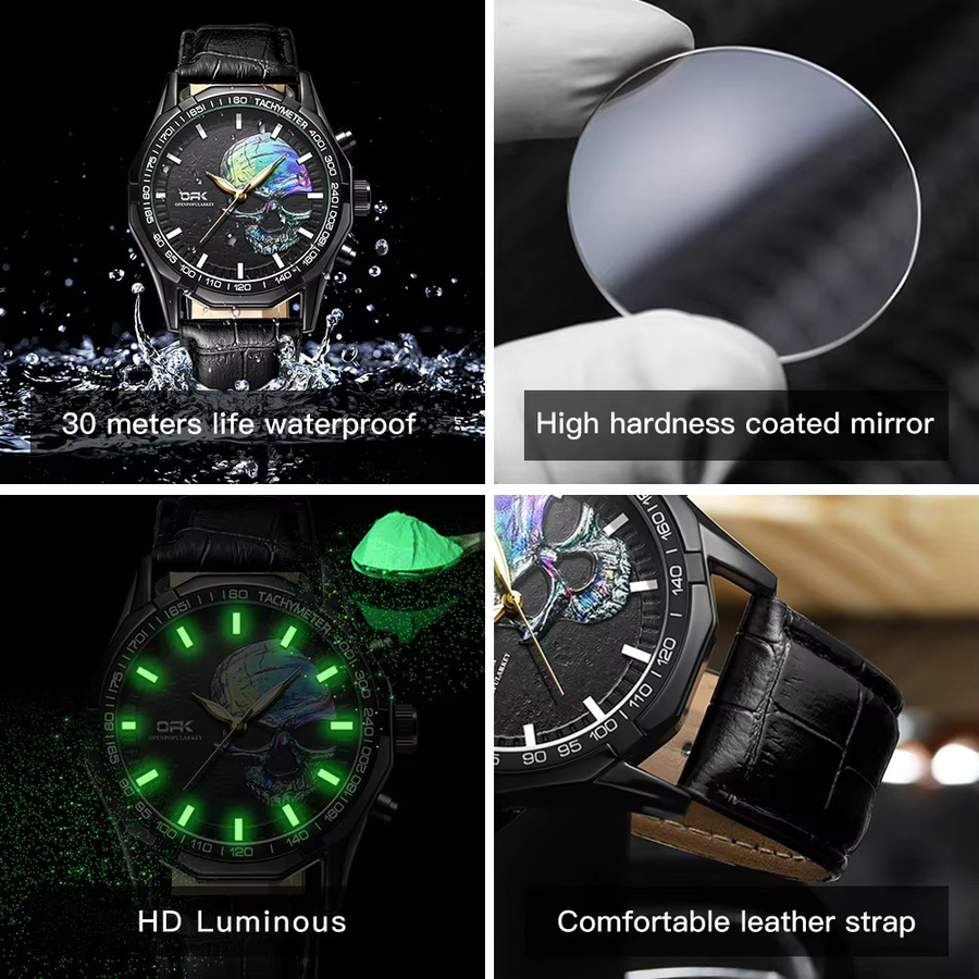 OPK Armbanduhr, Quarz, Lederarmband, Schwarz, Herren - Bild 6
