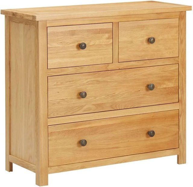 vidaXL Kommode aus Massivholz Eiche in Braun, B/T/H: 80 x 35 x 75 cm - Bild 1