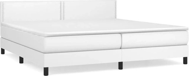 vidaXL Boxspringbett Hybrid mit Matratze Weiß B/T/H: 200 x 200 x 203 cm aus Kunstleder - Bild 1