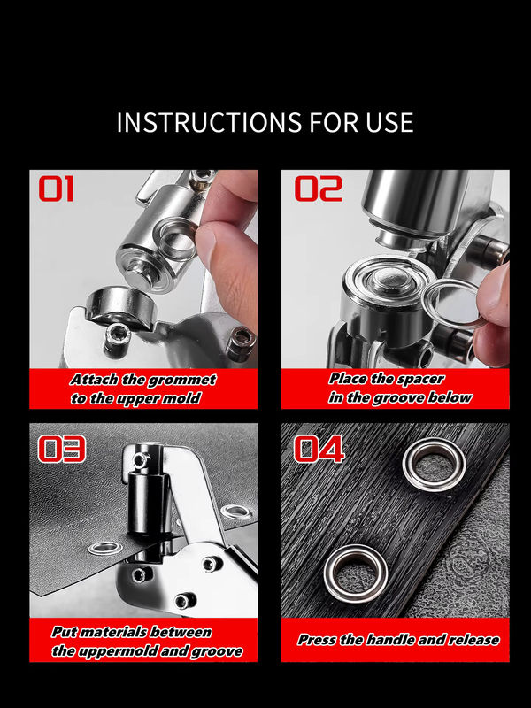 NIUXIANG Ösenzange Kit mit 6mm und 10mm Handpresse für Metall Tüllen und Leder DIY Projekte - Bild 3