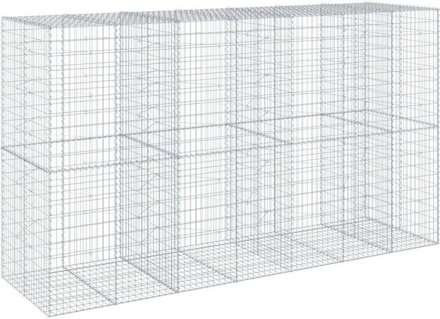 vidaXL Gabione mit Deckel aus verzinktem Eisen in Silber, B/T/H: 350 x 100 x 200 cm - Bild 1