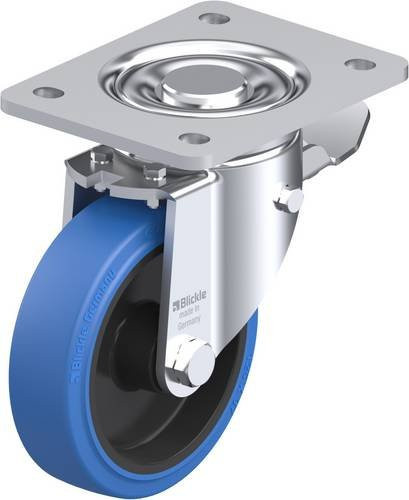 Blickle Lenkrolle LH-POEV 125XR-3-ST-SB mit Feststeller in Schwarz und Blau, Rad-Durchmesser: 125 mm, Tragfähigkeit: 250 kg - Bild 1
