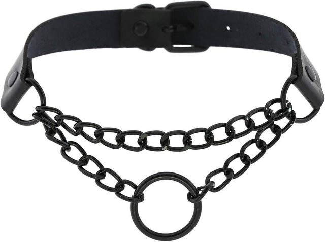 DIEZI Halskette, Leder, Schwarz, Damen, Vintage - Bild 1