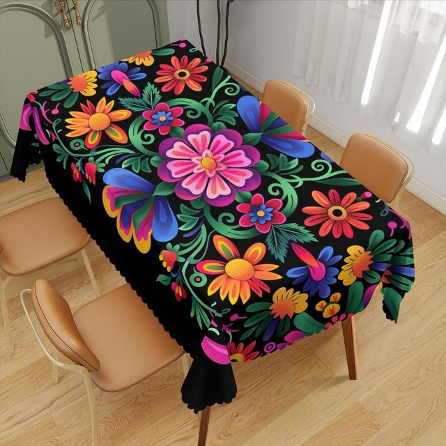 Wasserdichte rechteckige Tischdecke im mexikanischen Tag der Toten Design von JMG Household Supplies, Mehrfarbig, B/T: 90 x 140 cm - Bild 1