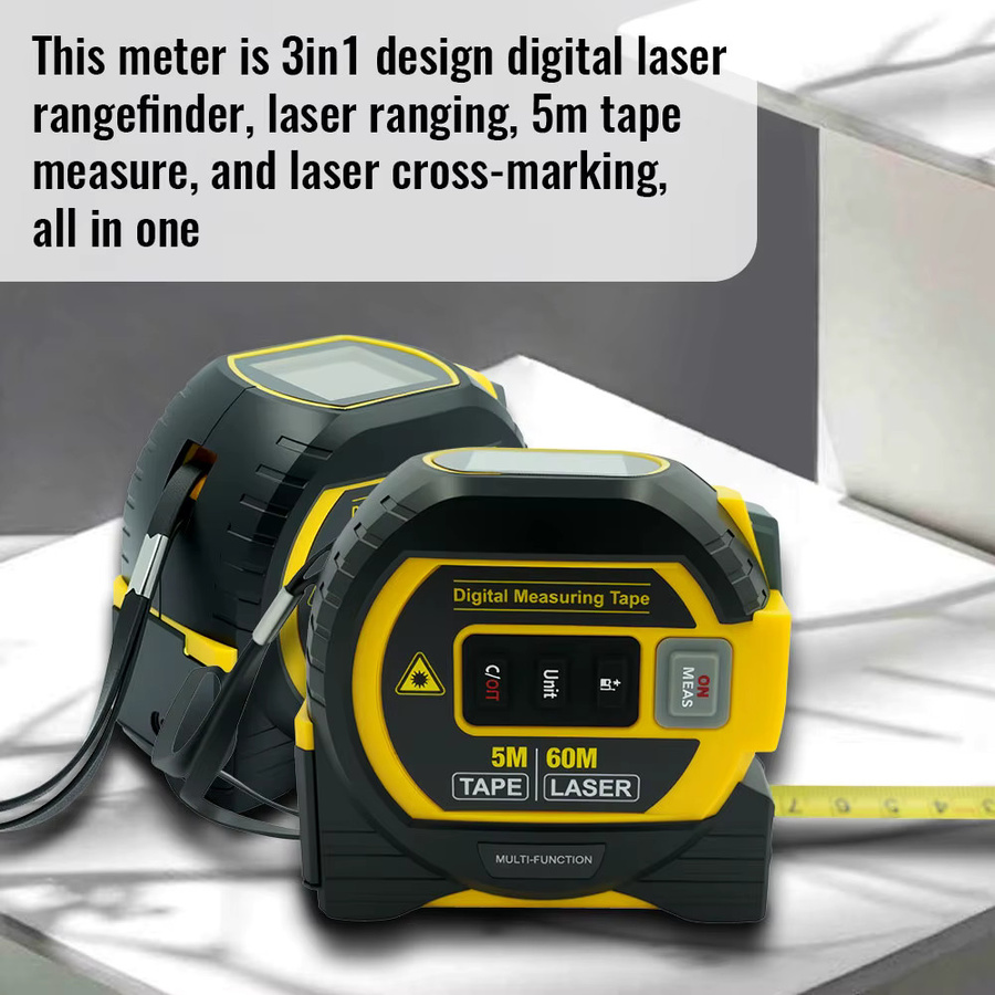 ANENG 3-in-1 Laser-Entfernungsmesser Digitales Distanzmessgerät für Flächen- und Distanzmessung in Gelb mit 40m Reichweite - Bild 3