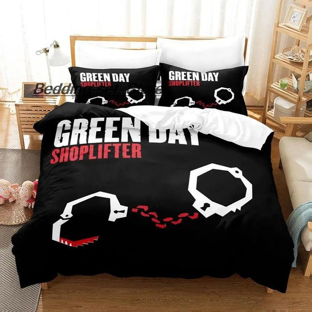 Green Day American Idiot Bettwäsche-Set aus Mikrofaser, Schwarz, B/H: 228 x 228 cm - Bild 1