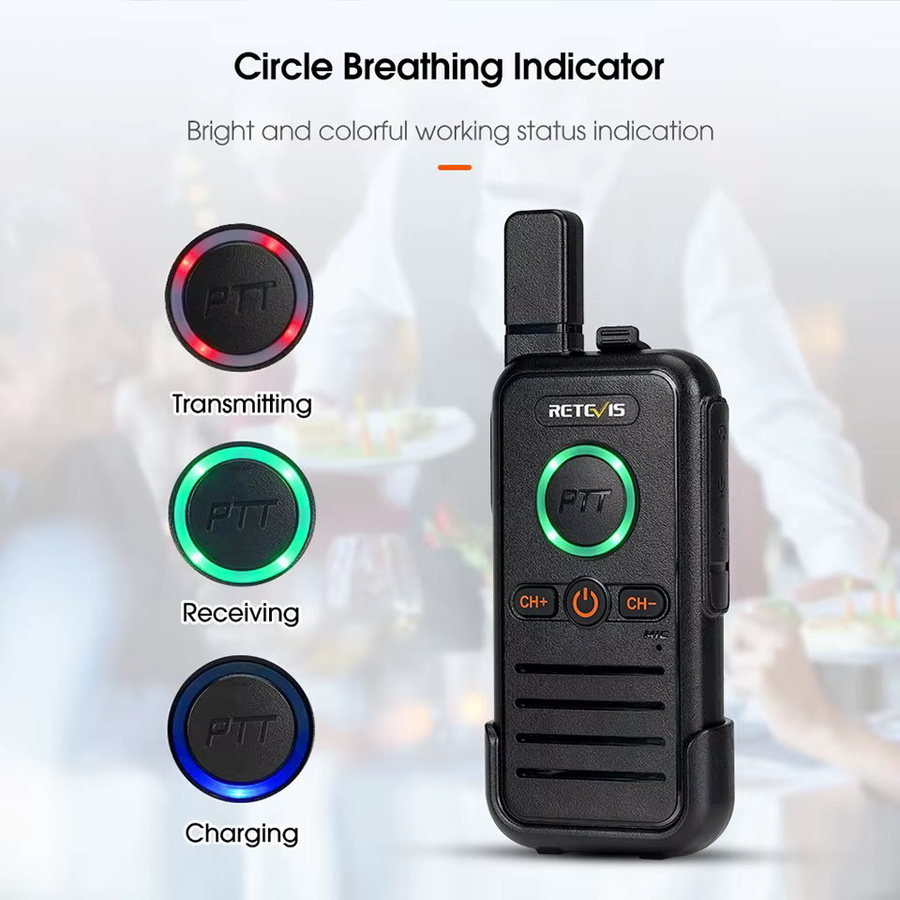 Retevis RB645 Walkie Talkie PMR446 mit Dual PTT und USB-C Anschluss in Schwarz - Bild 3